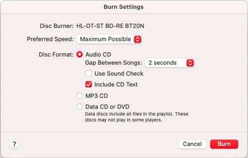 grabar música de spotify en un cd con la aplicación apple music