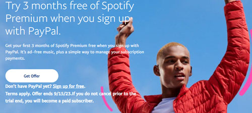 obtenga 3 meses gratis de cuenta premium de spotify a través de paypal