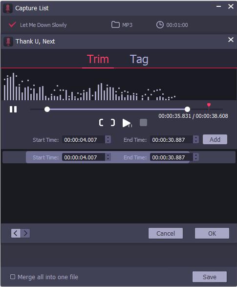 clip de canciones de spotify a través de drmare audio capture